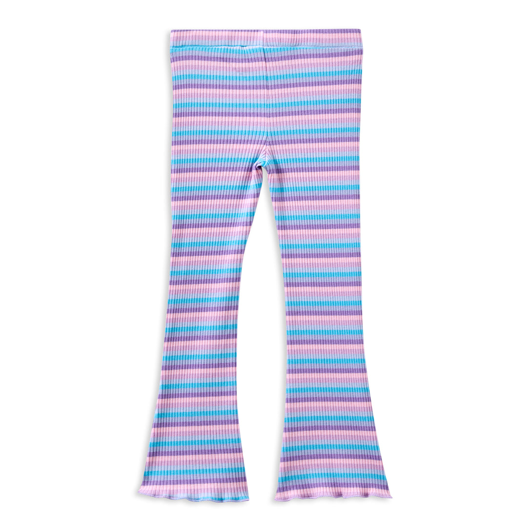 Milky Lilac Stripe Rib Flared Legging