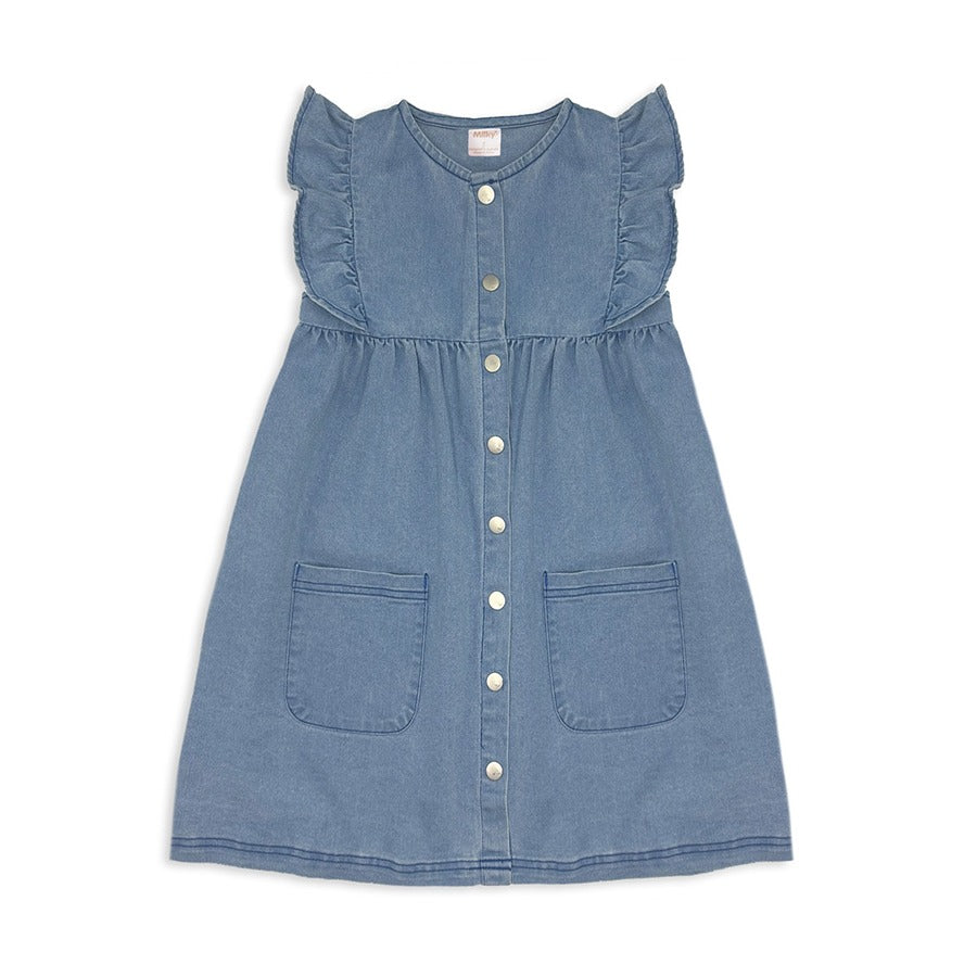 Milky Denim Frill Dress