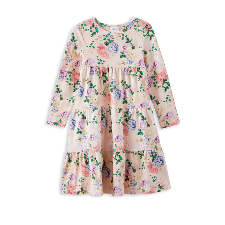 Milky Hydrangea Tiered Dress