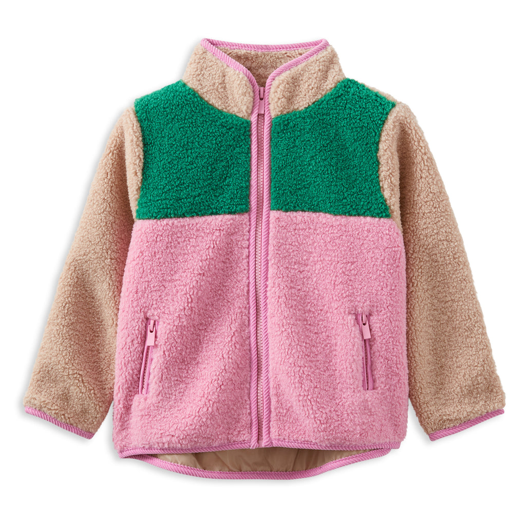 Girls Colour Block Sherpa Jacket