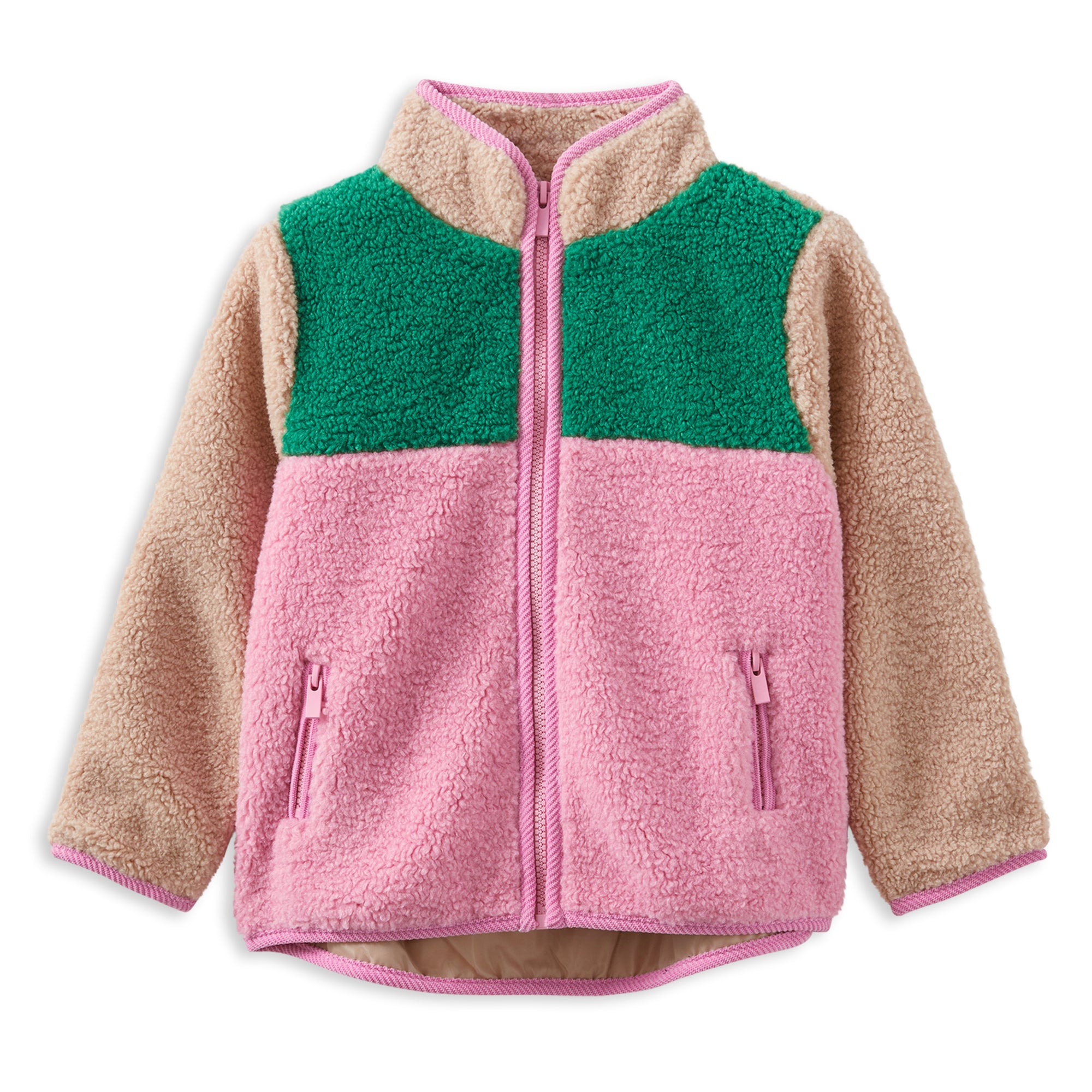 Girls Colour Block Sherpa Jacket