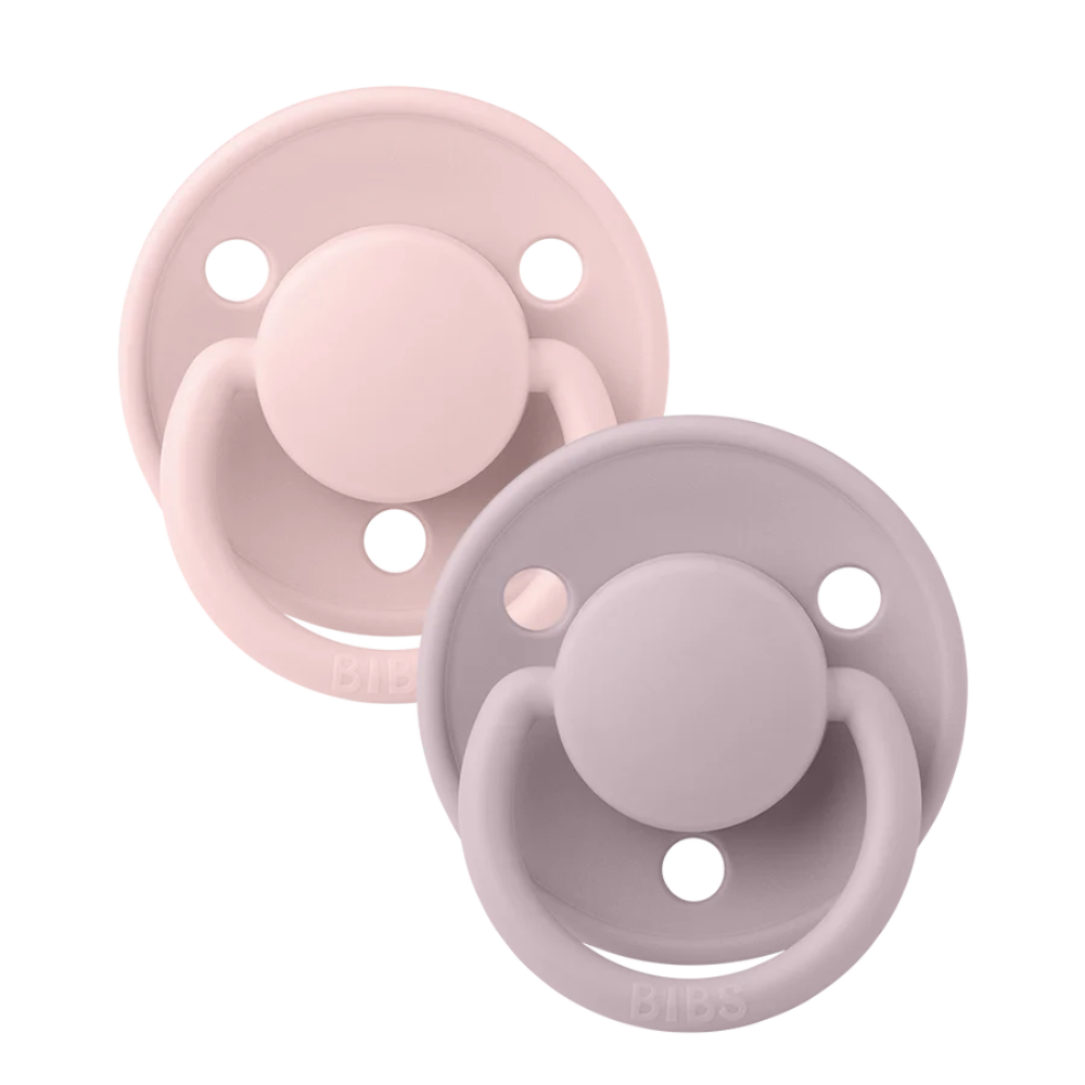 De Lux Silicone Pacifier 2 Pack - Blossom/Dusky Lilac