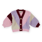 Colour Block Knit Cardigan - Pink