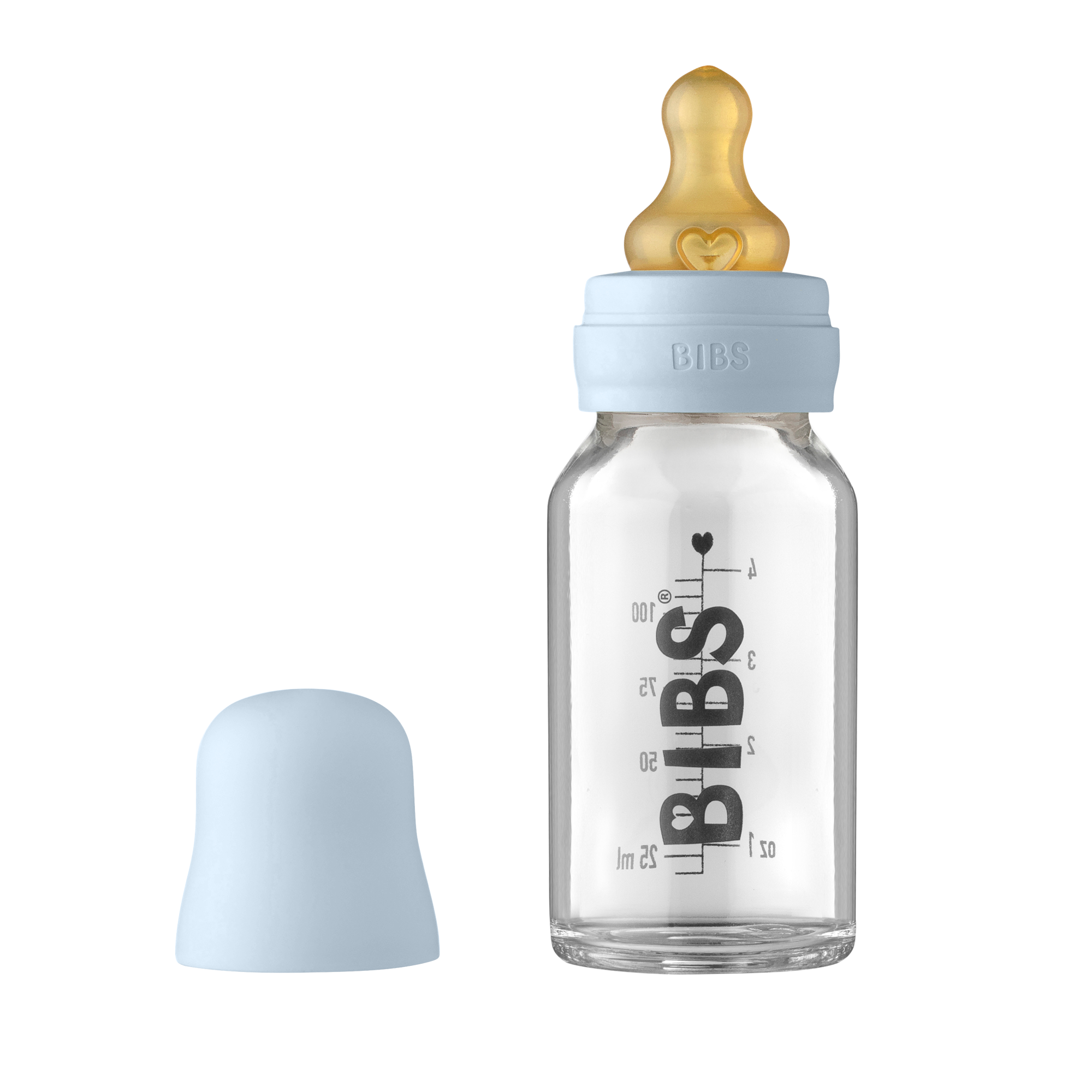 BIBS Glass Bottle Set 110ml - Baby Blue