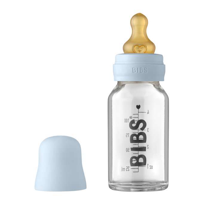 BIBS Glass Bottle Set 110ml - Baby Blue