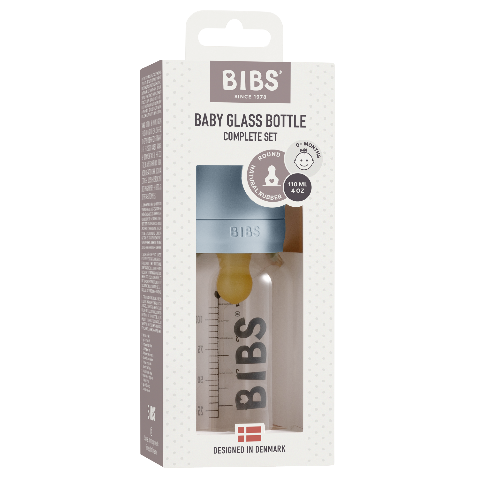 BIBS Glass Bottle Set 110ml - Baby Blue