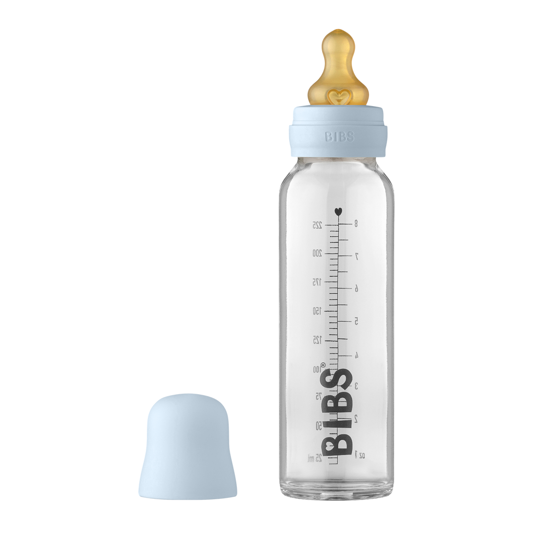 BIBS Glass Bottle Set 225ml - Baby Blue