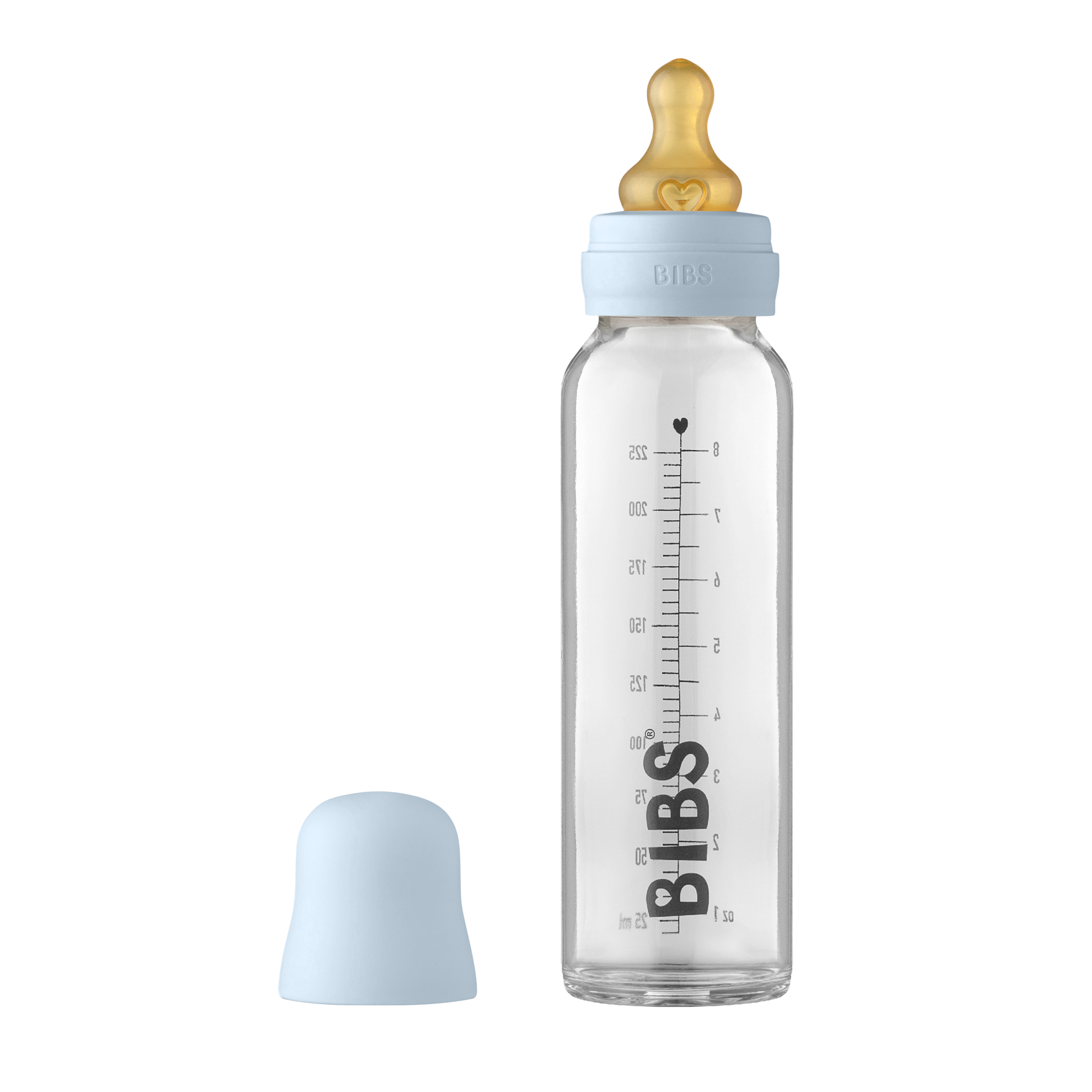 BIBS Glass Bottle Set 225ml - Baby Blue