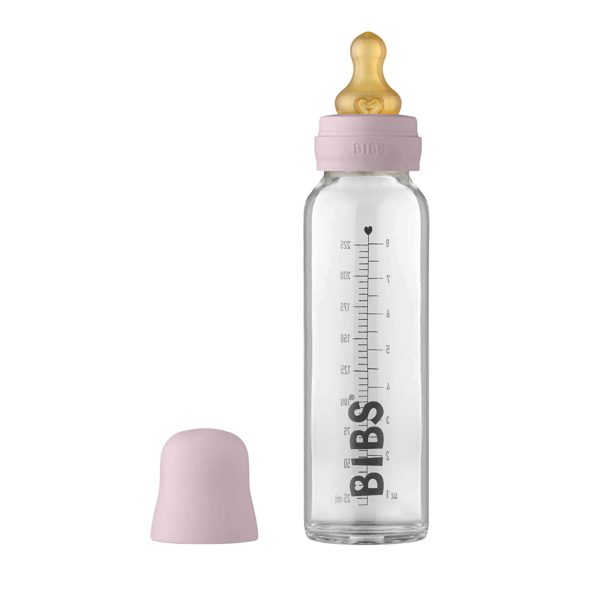 BIBS Glass Bottle Set 225ml - Dusky Lilac