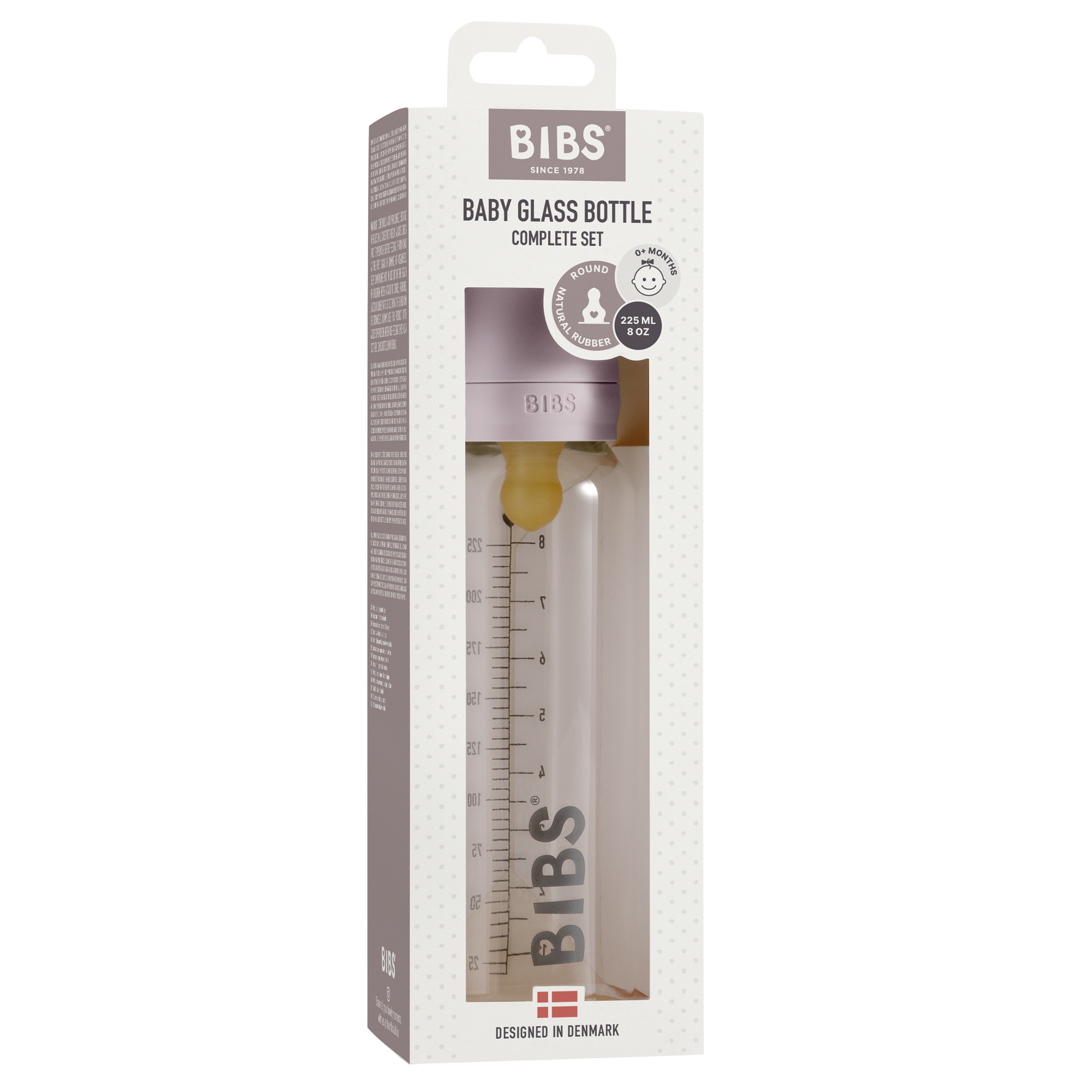 BIBS Glass Bottle Set 225ml - Dusky Lilac