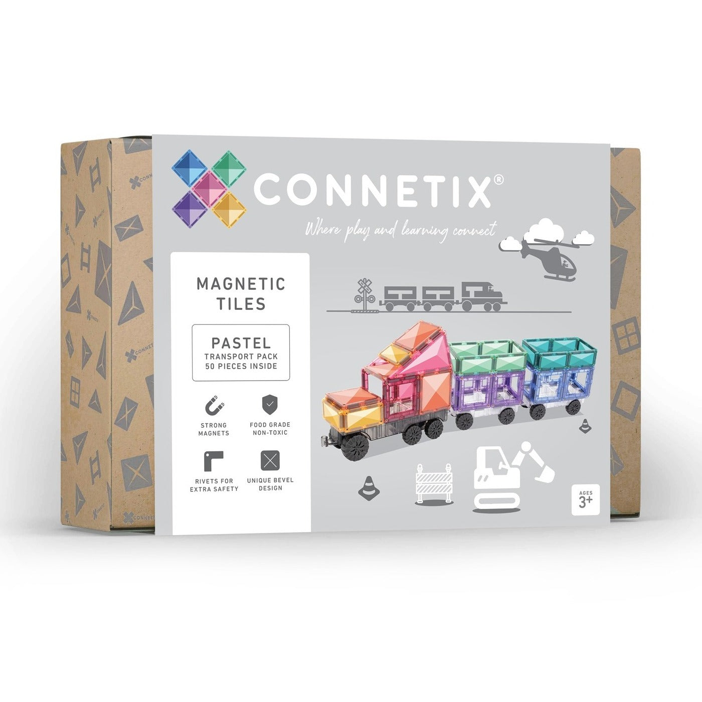 Connetix Tiles - 50 Piece Transport Pack | Pastel