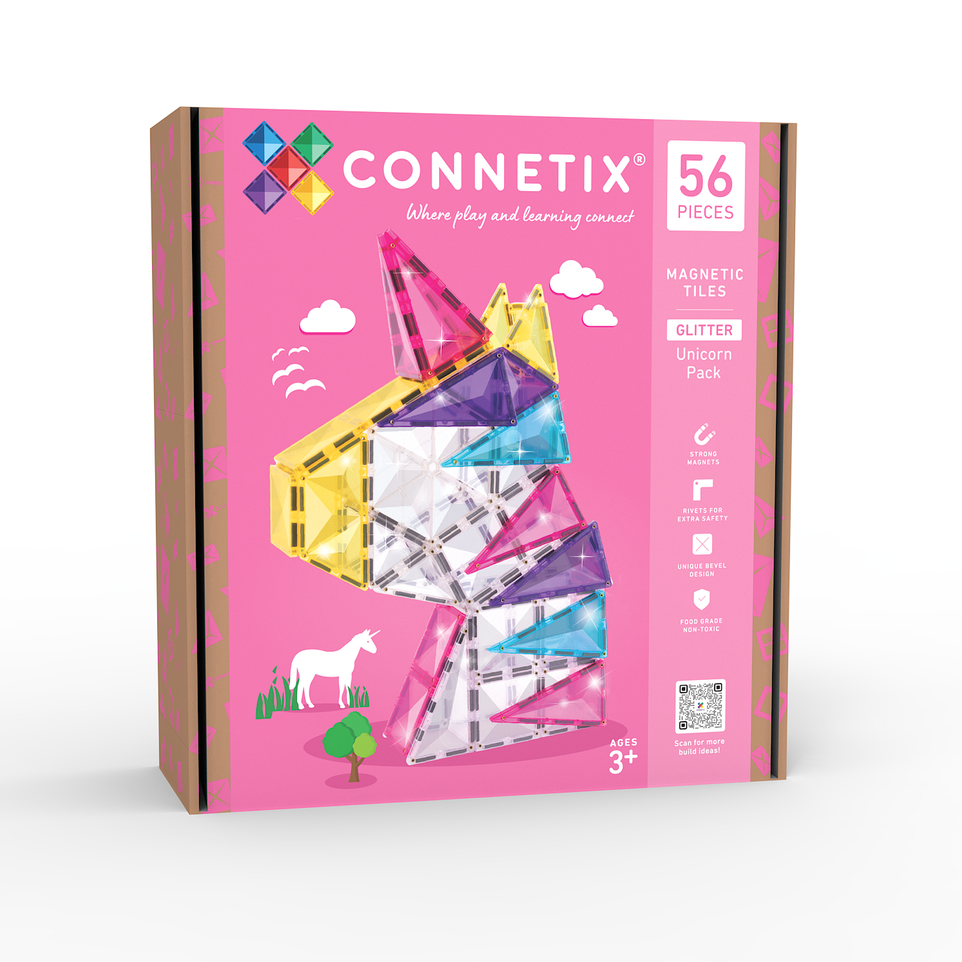 Connetix Tiles - 56 Piece Unicorn | Glitter Pack