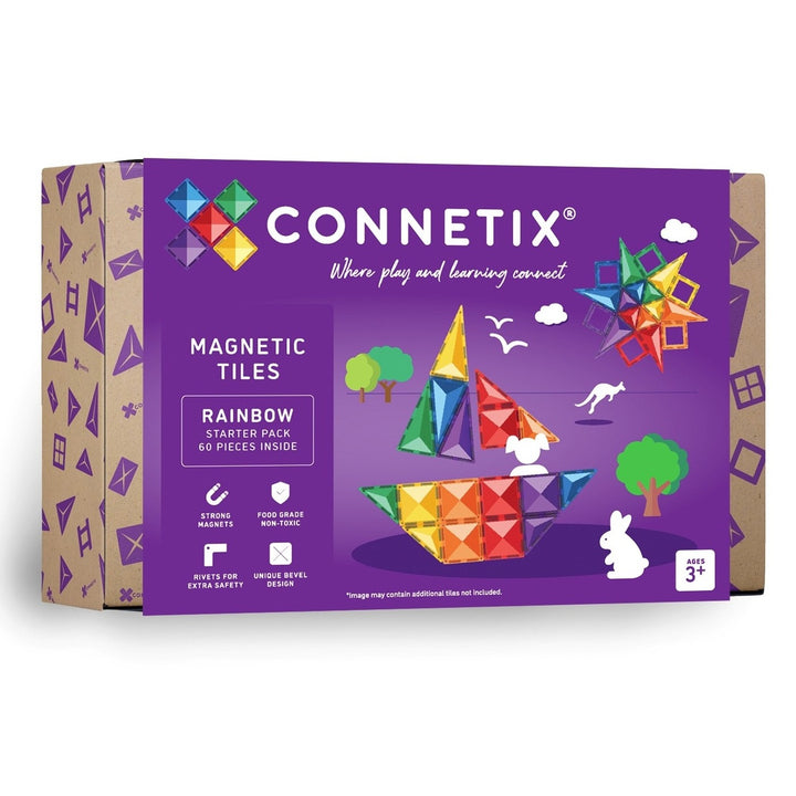 Connetix Tiles - 60 Piece Starter Pack | Rainbow