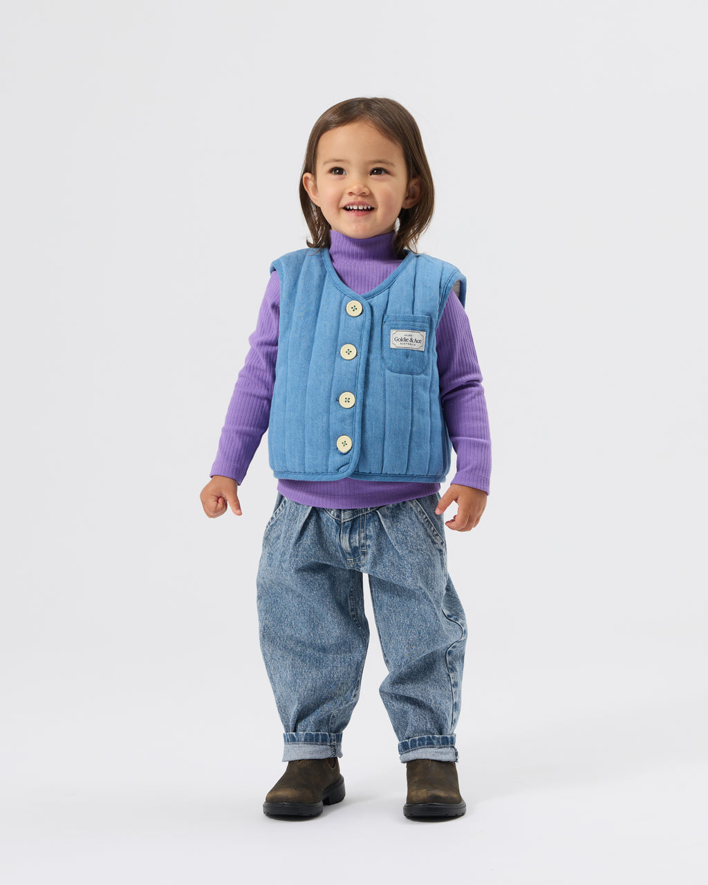 Reversible Chambray Button Vest