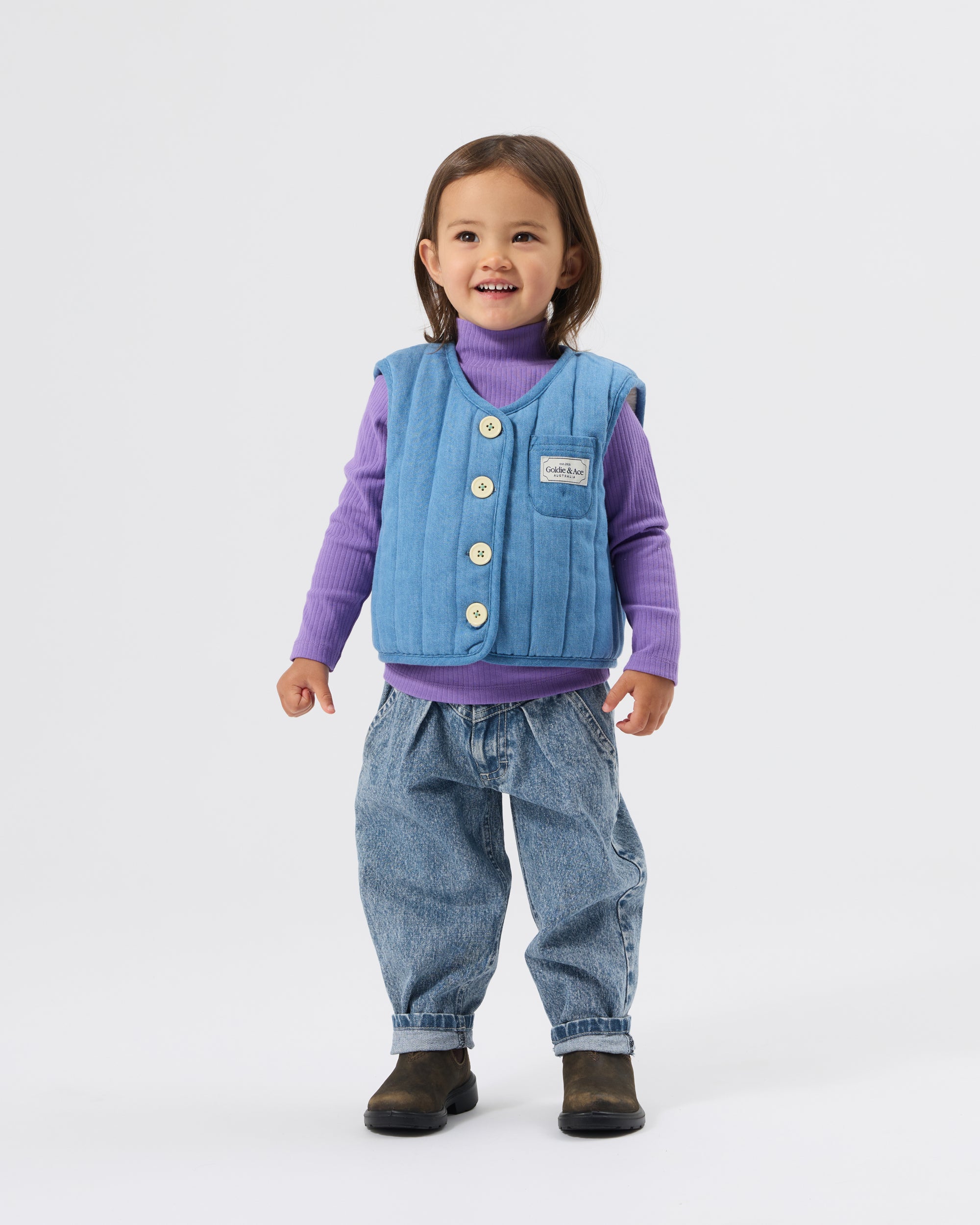 Reversible Chambray Button Vest