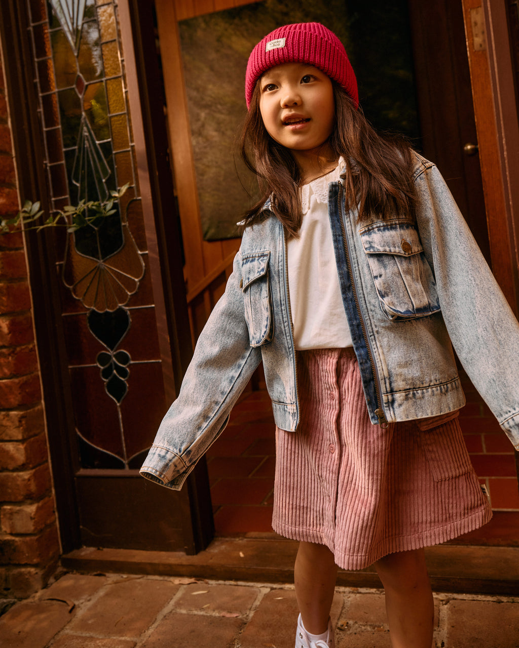 Corduroy Pocket Skirt Dusty Pink