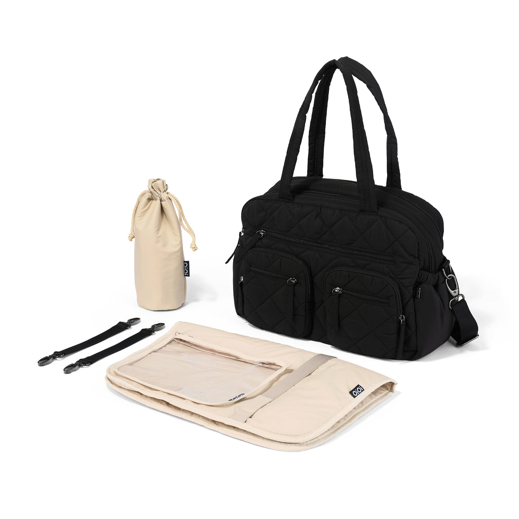 Carry All Nappy Bag - Puffy Black Quilt