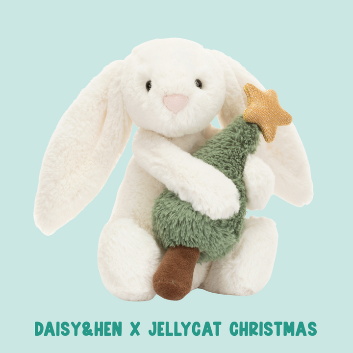 Jellycat Bashful Bunny with Christmas Tree