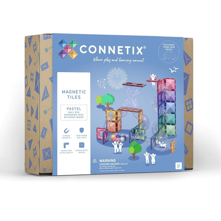 Connetix Tiles - 80 Piece Ball Run Expansion Pack | Pastel