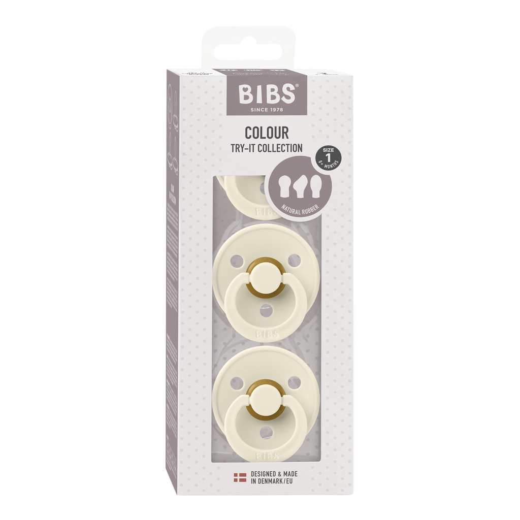 BIBS Colour Pacifier Try-It 3 Pack - Ivory