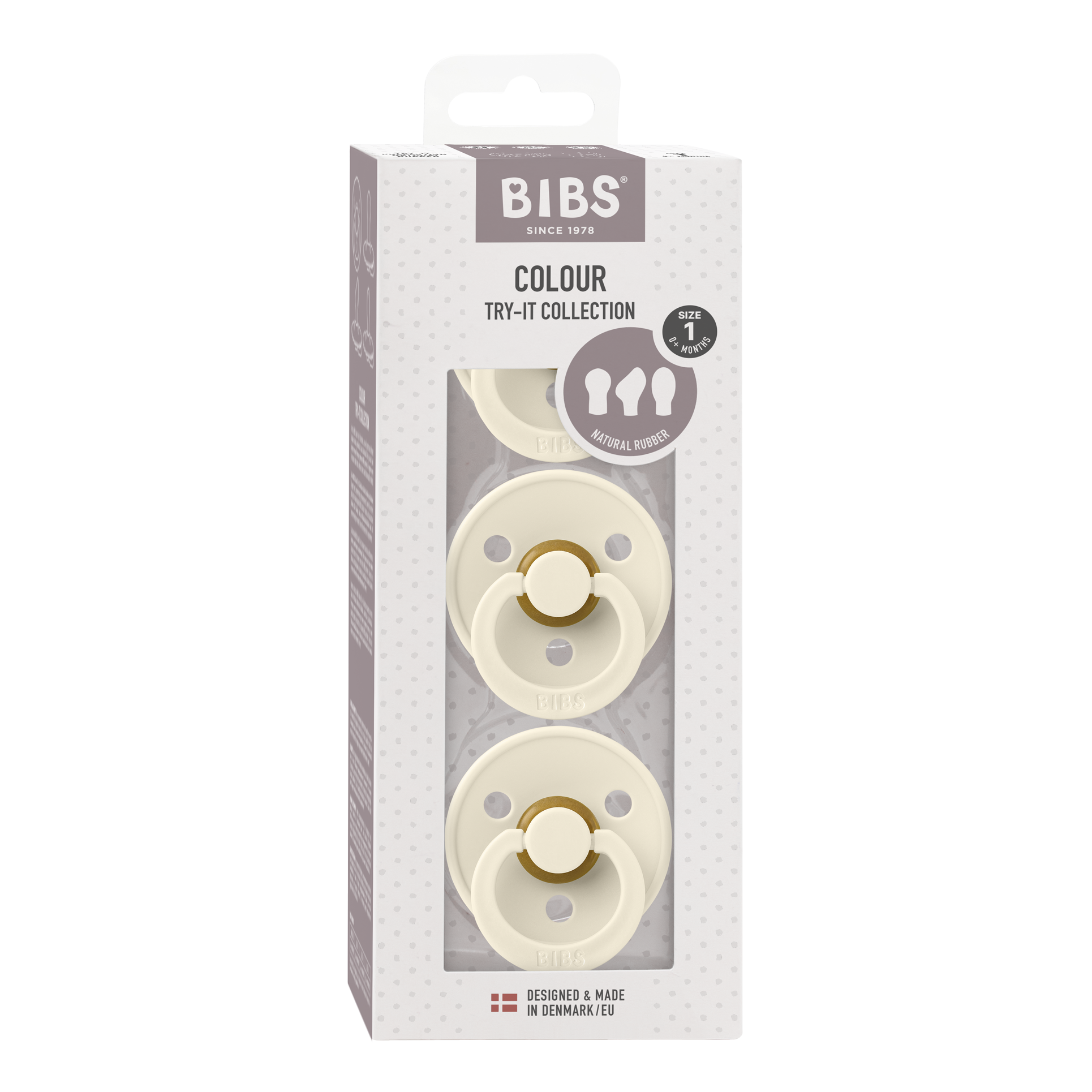 BIBS Colour Pacifier Try-It 3 Pack - Ivory