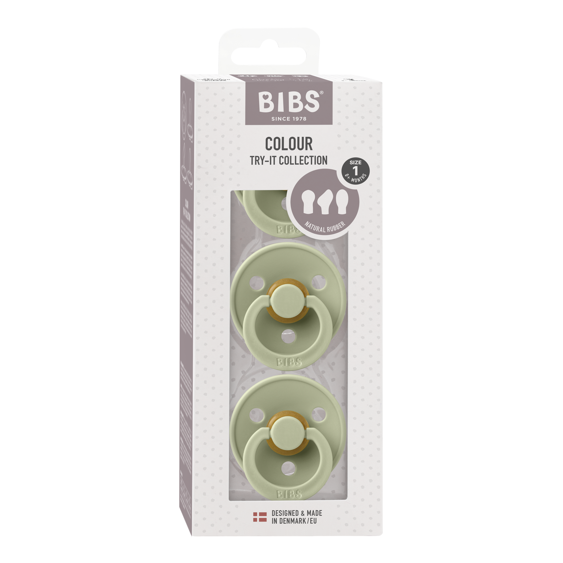 BIBS Colour Pacifier Try-It 3 Pack - Sage