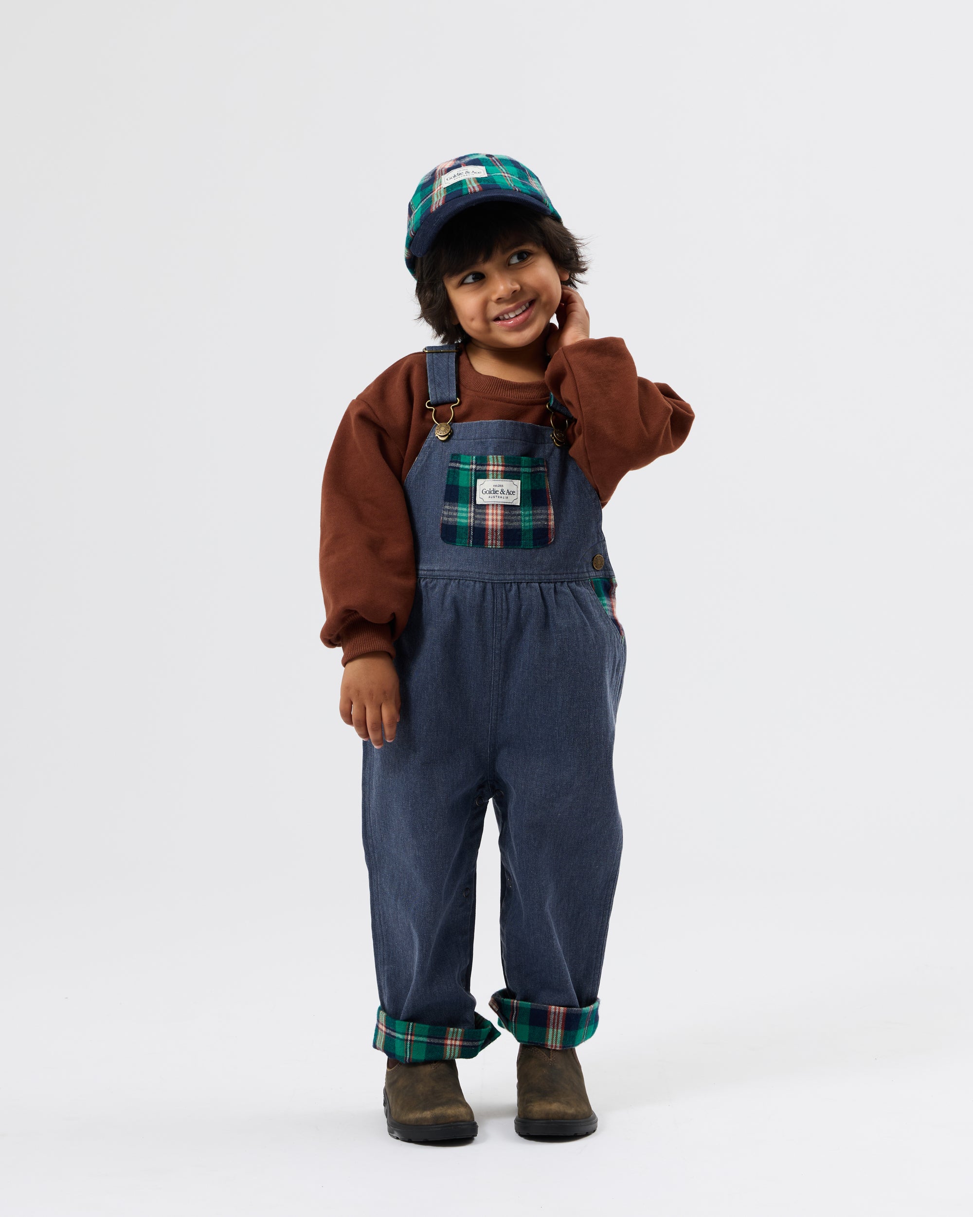 Austin Green Check Overalls