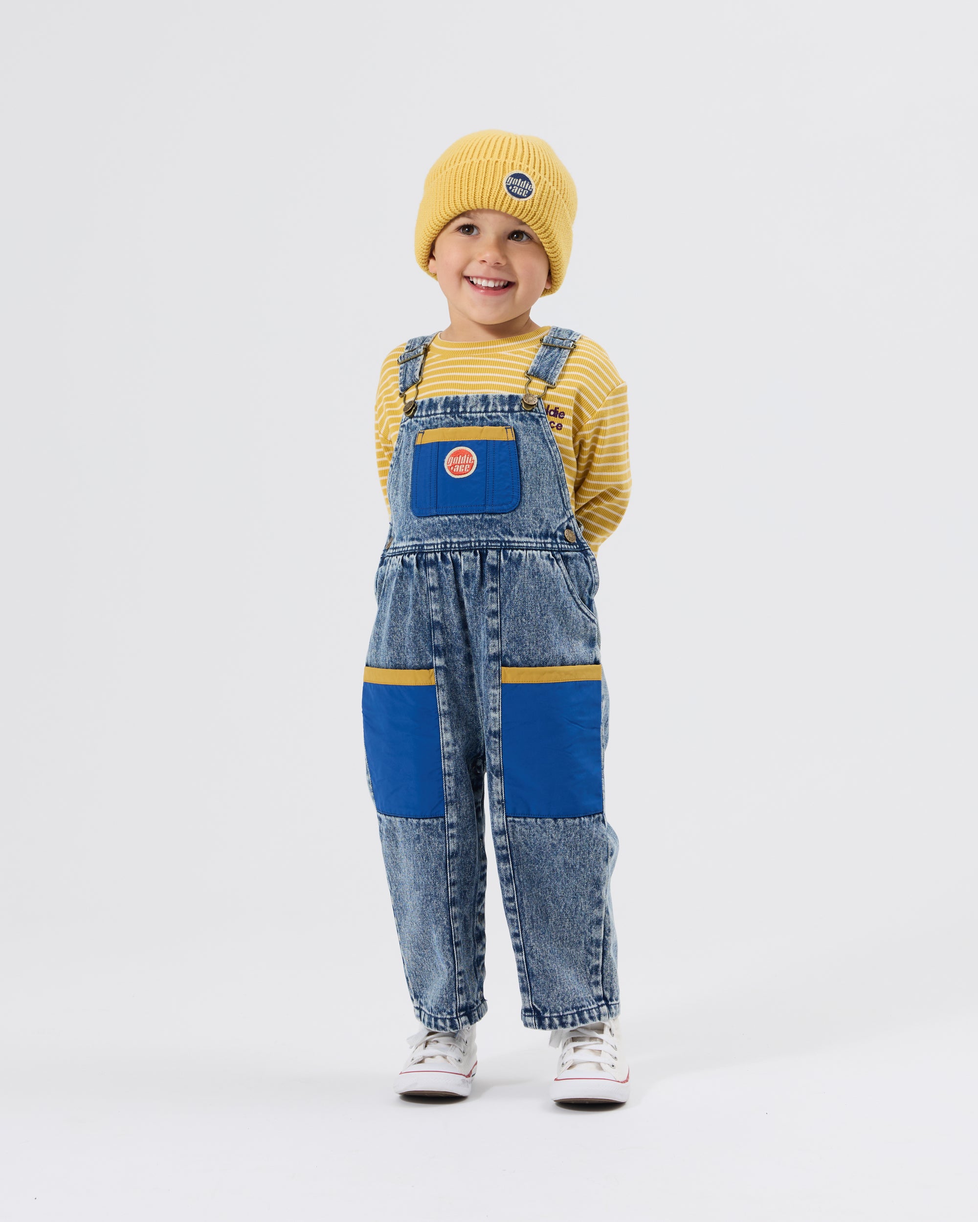 Austin Colour Block Vintage Denim Overalls