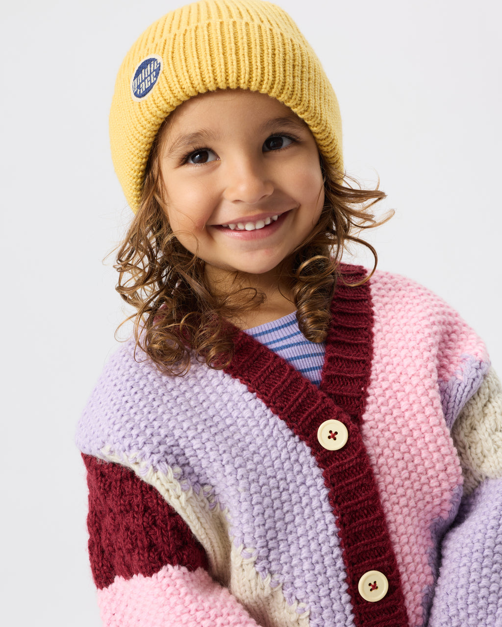 Colour Block Knit Cardigan - Pink