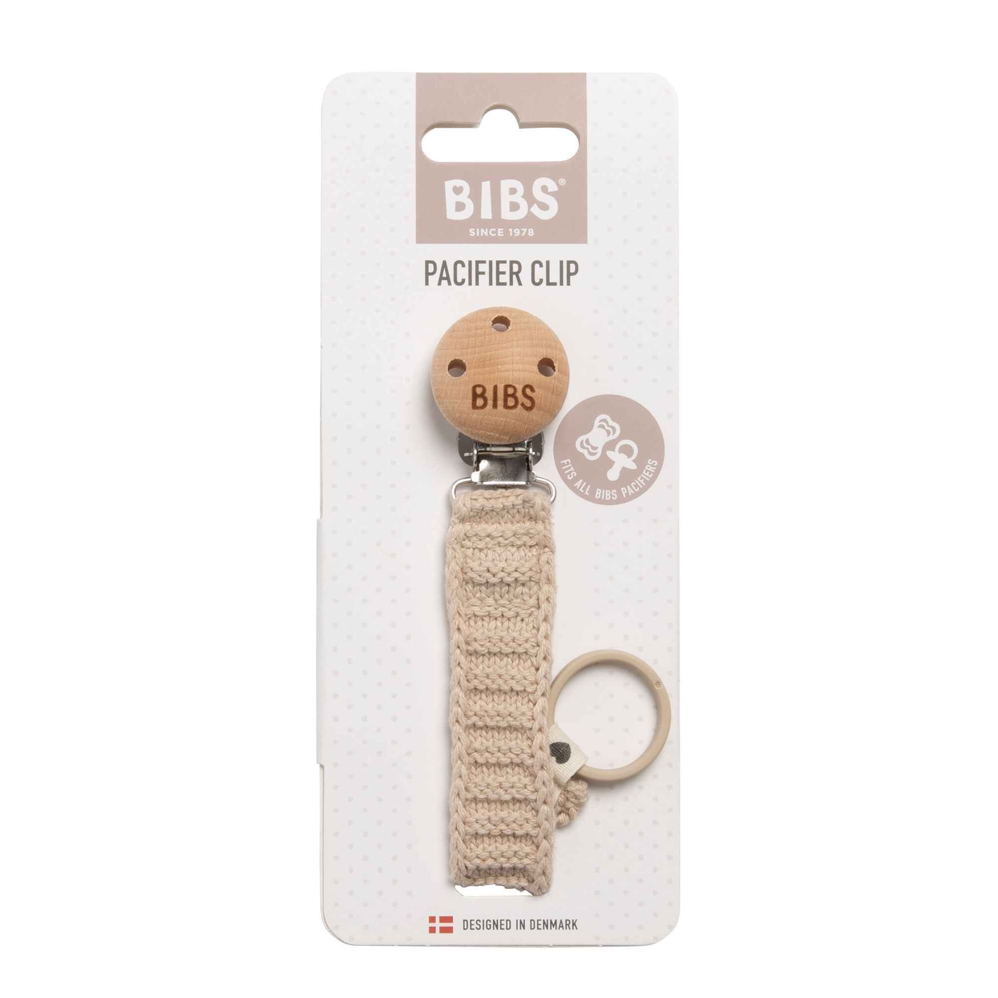 Knitted Pacifier Clip - Ivory