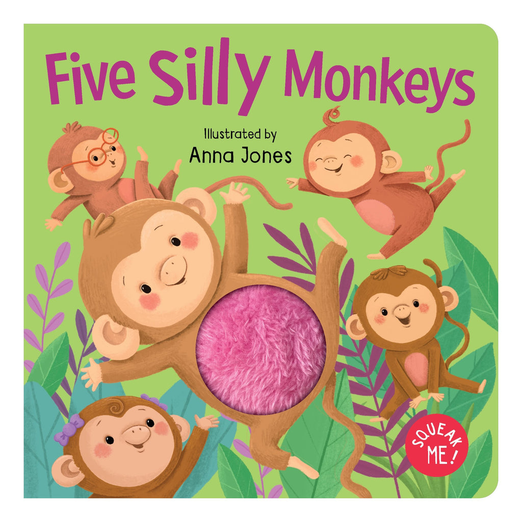 Squeaky Plush Board Book - Five Silly Monkeys