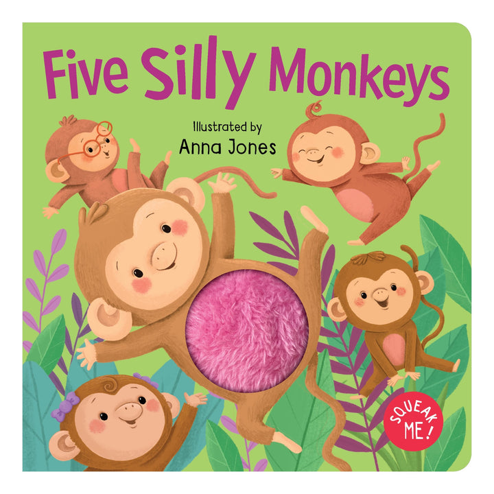 Squeaky Plush Board Book - Five Silly Monkeys