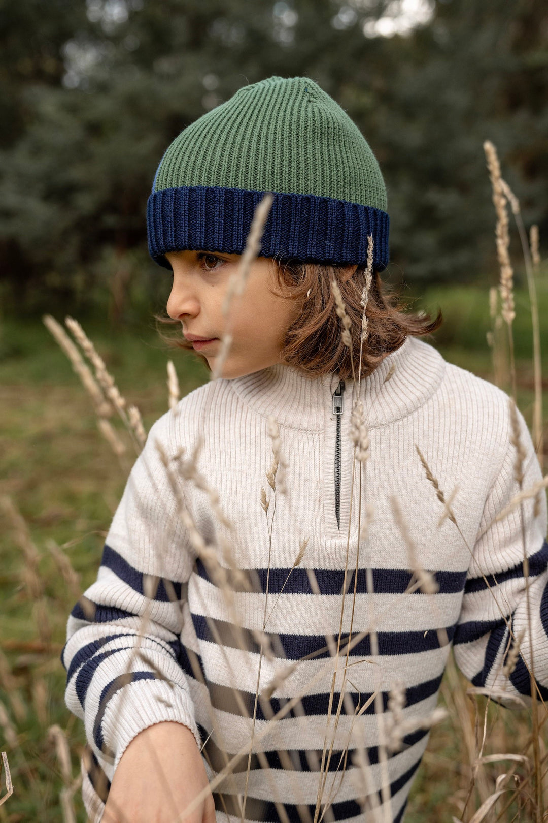 Acorn River Merino Beanie - Blue and Green