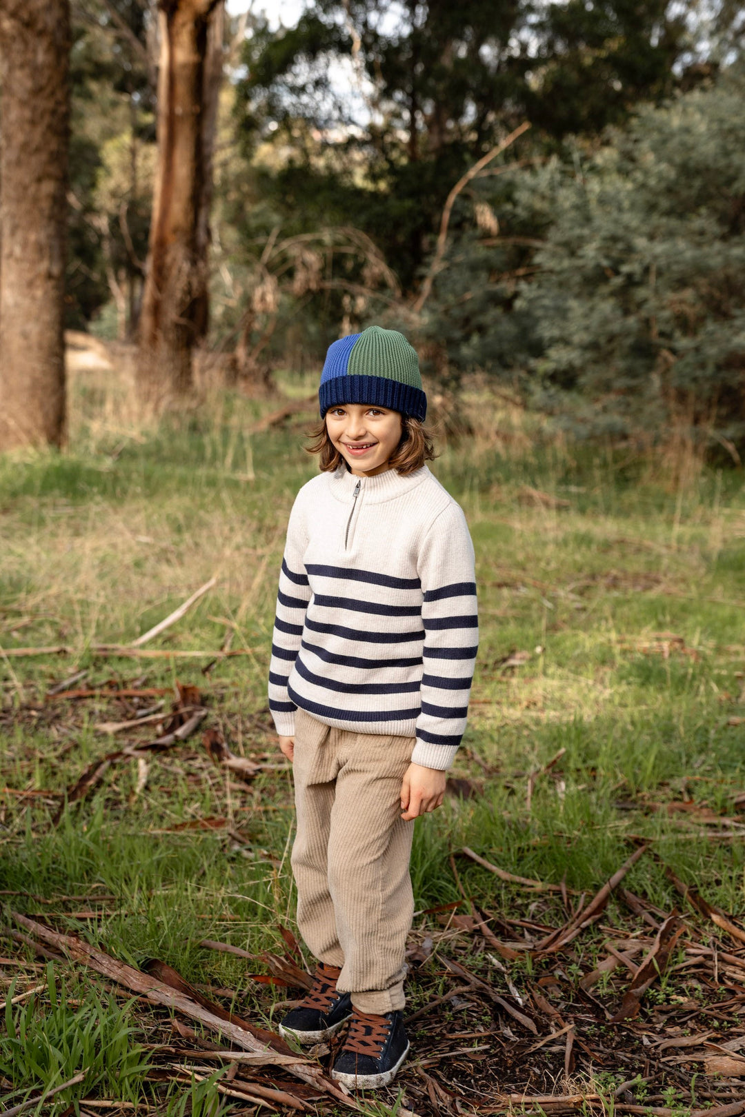 Acorn River Merino Beanie - Blue and Green