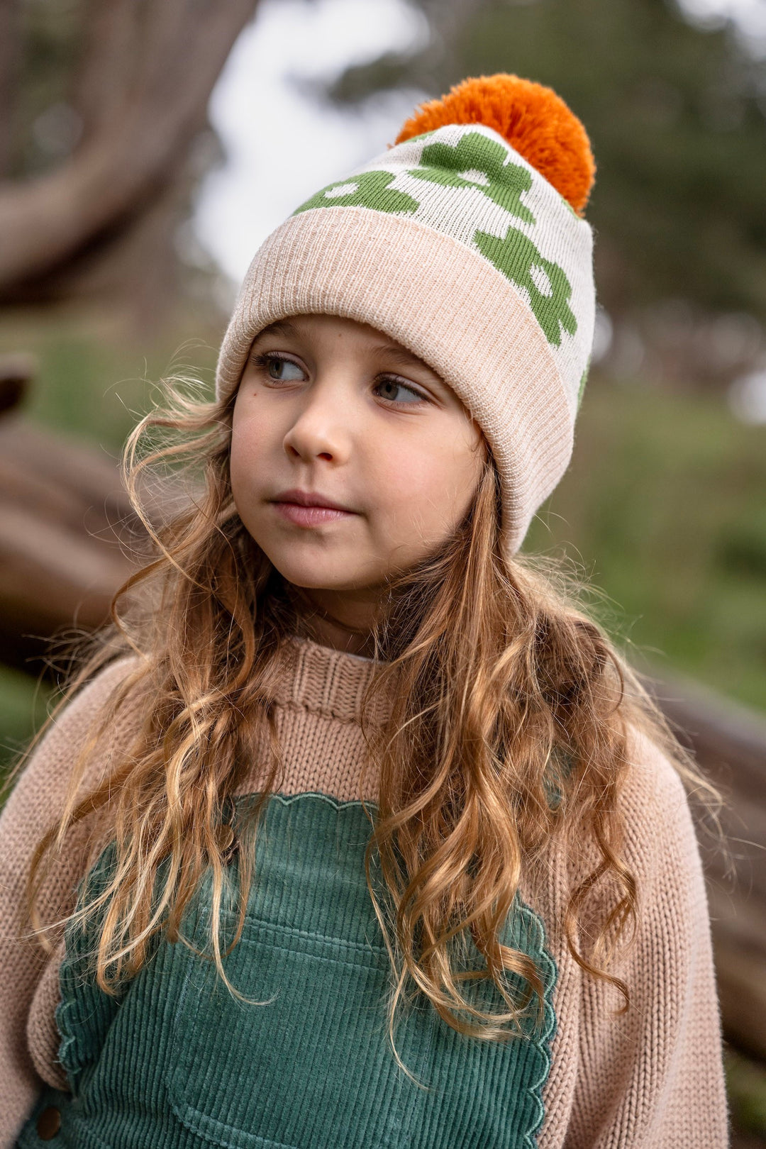 Acorn Flower Power Merino Beanie - Green