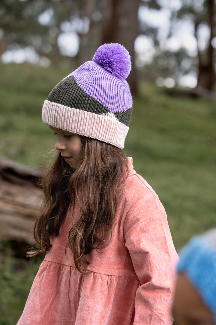 Acorn Hidden Valley Merino Beanie - Lilac