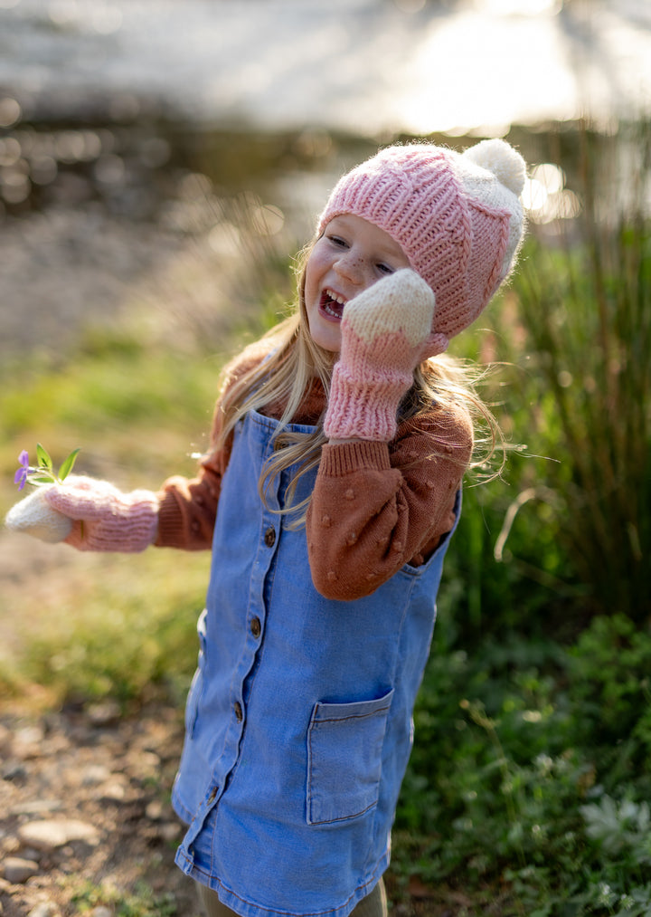 Acorn Mountain Top Mittens Pink