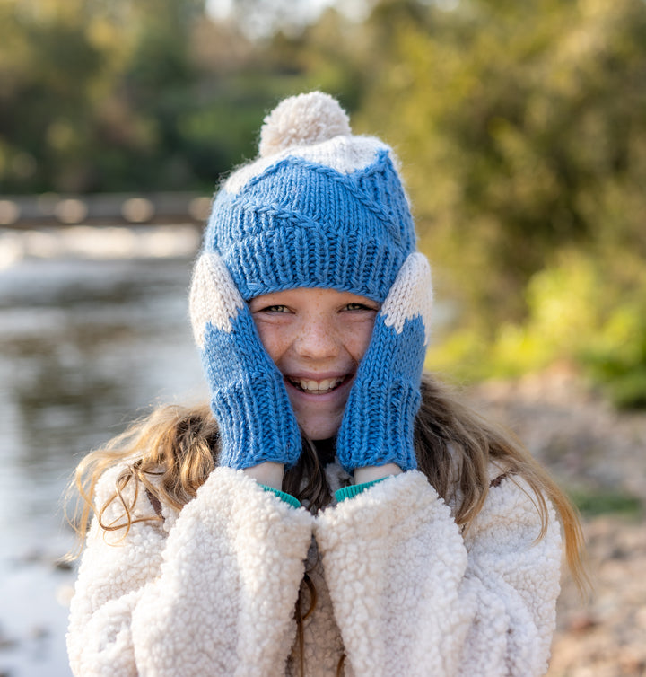 Acorn Mountain Top Mittens Blue