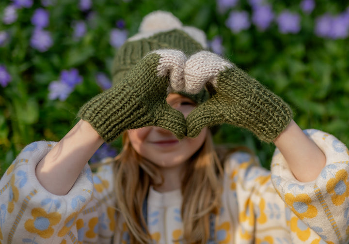 Acorn Mountain Top Mittens Khaki Navy