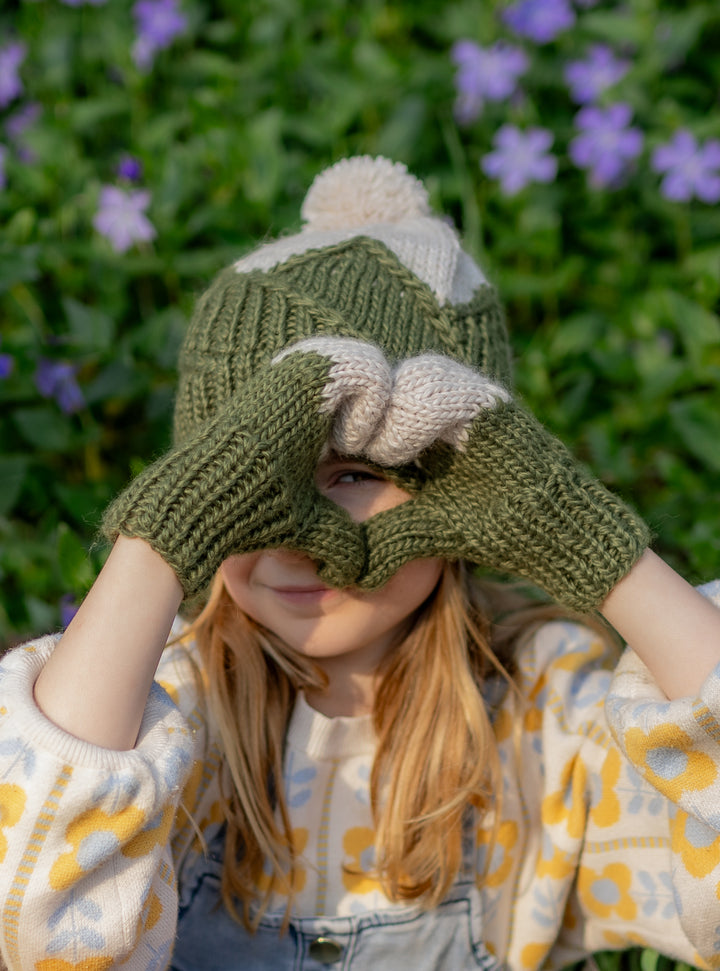 Acorn Mountain Top Mittens Khaki Navy