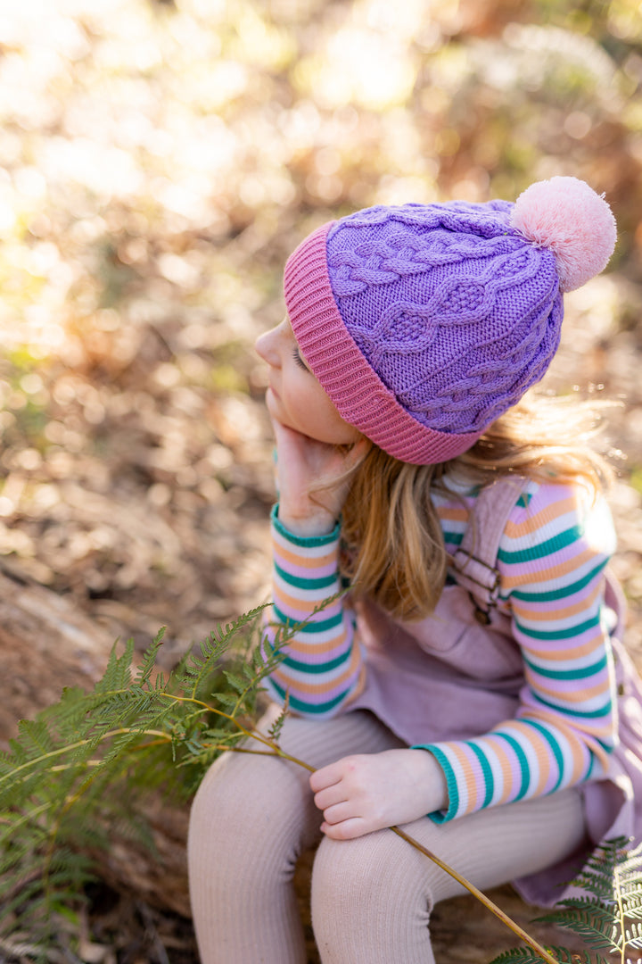 Acorn August Merino Beanie Lilac