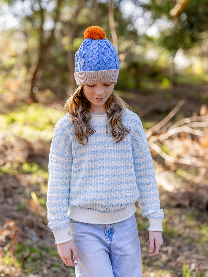 Acorn August Merino Beanie Light Blue