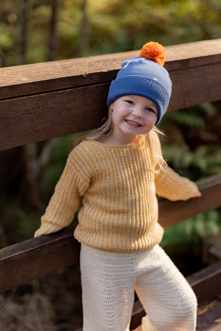 Acorn Brontosaurus Merino Beanie Blue