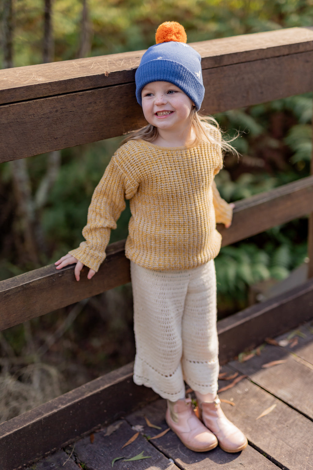 Acorn Brontosaurus Merino Beanie Blue