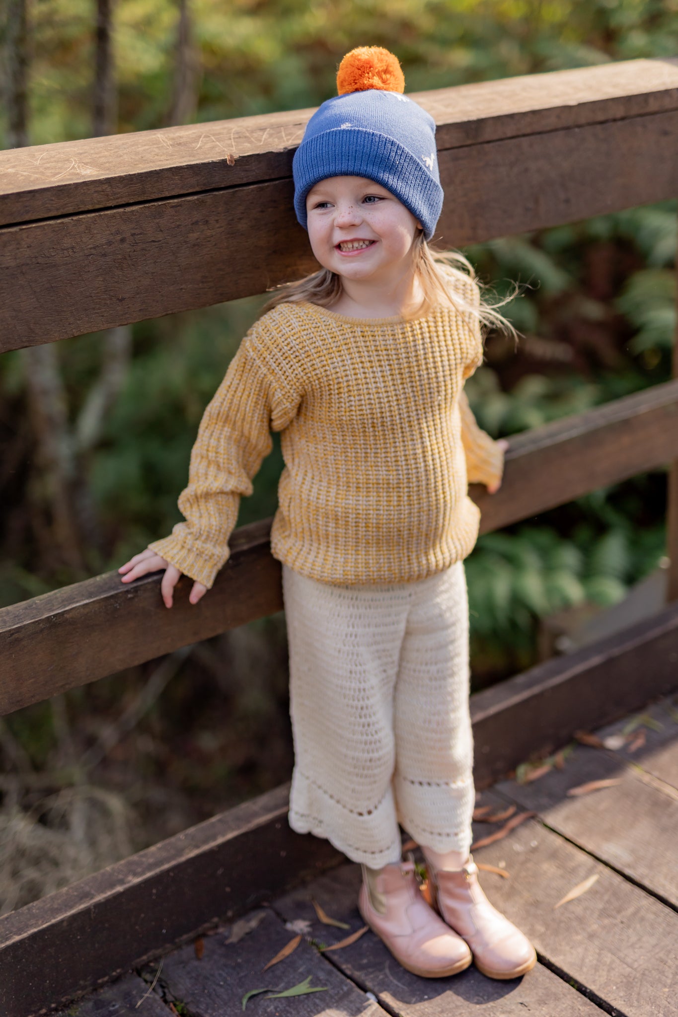 Acorn Brontosaurus Merino Beanie Blue