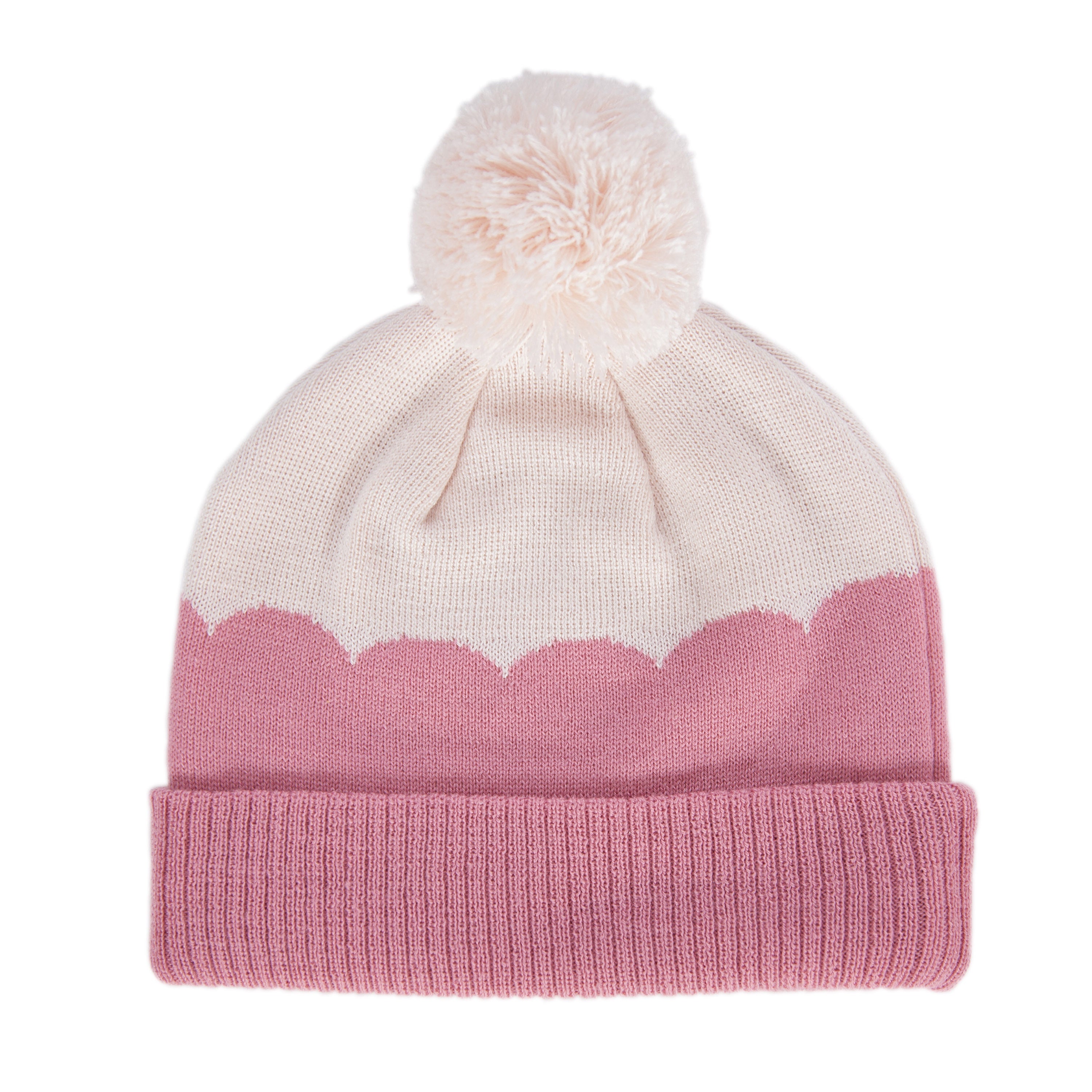 Acorn Scalloped Merino Beanie Pink