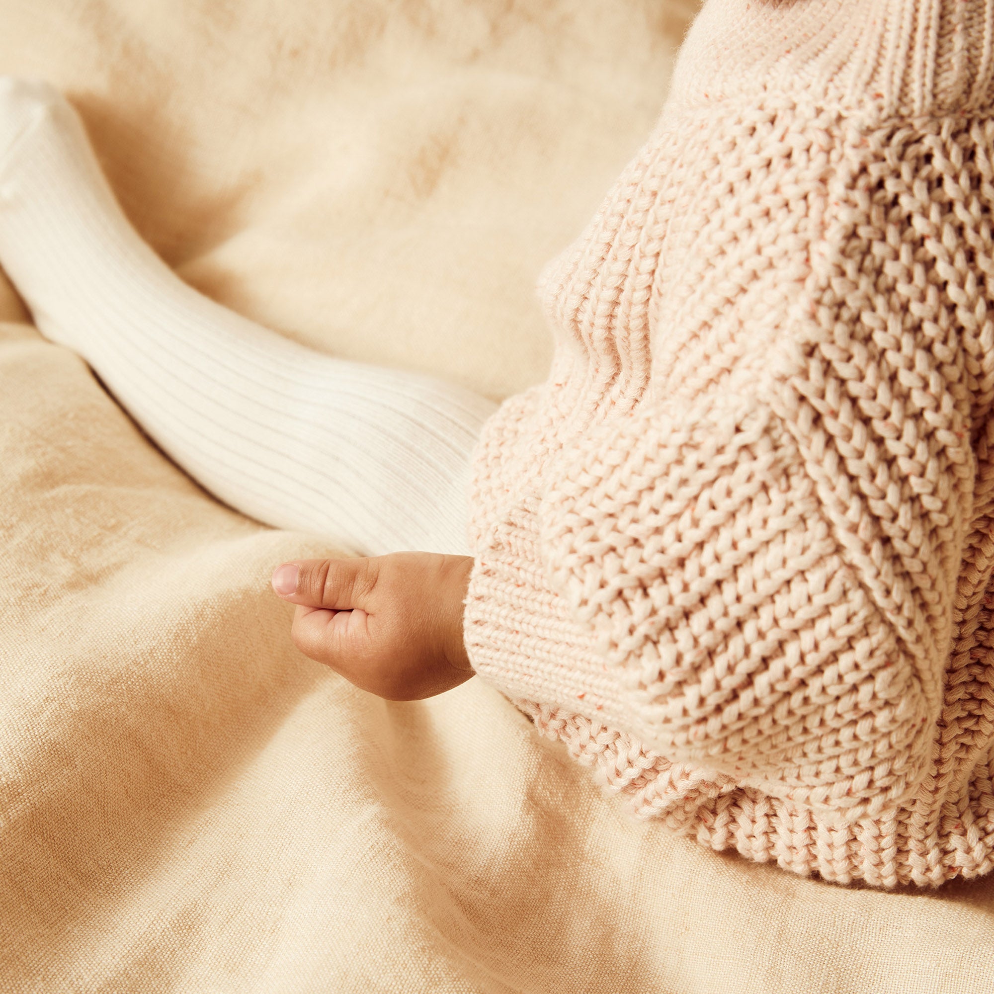 Organic Ribbed Tights - Buttermilk