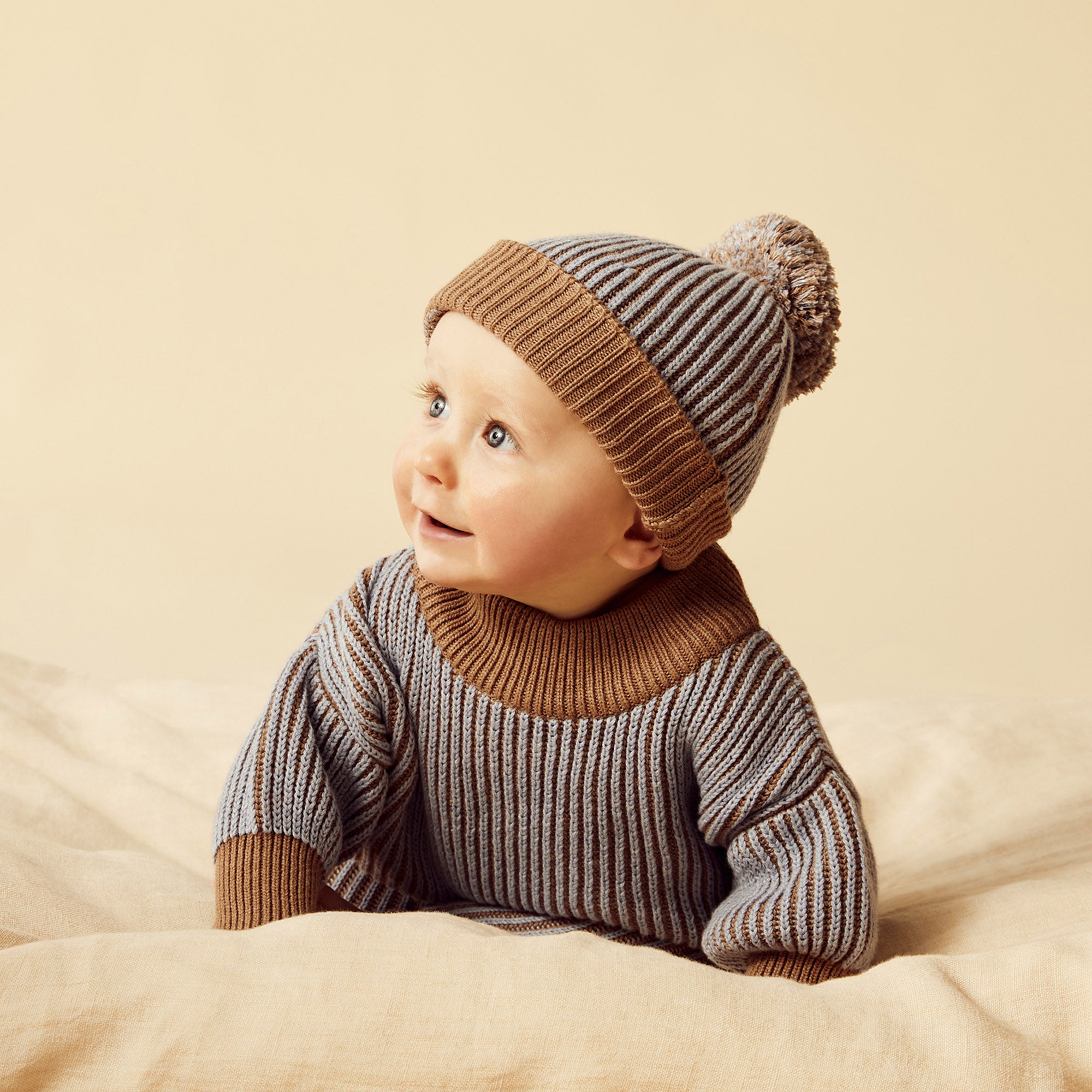 Wilson & Frenchy - Coco Blue Speckle Organic Knitted Ribbed Jumper