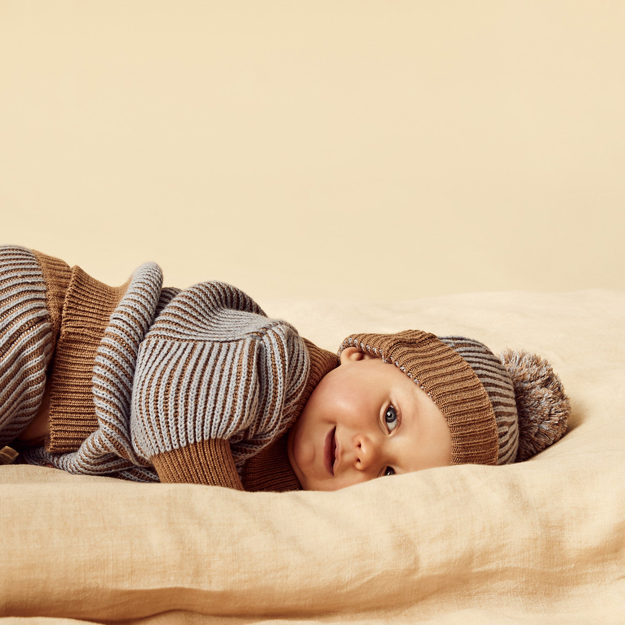 Wilson & Frenchy - Coco Blue Speckle Organic Knitted Ribbed Hat