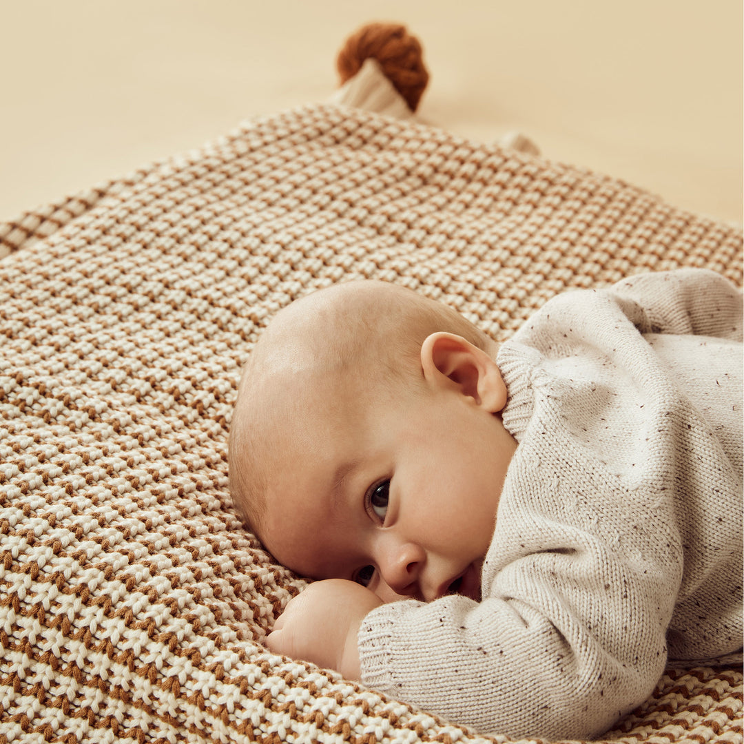 Wilson & Frenchy - Cinnamon Stripe Organic Knitted Blanket